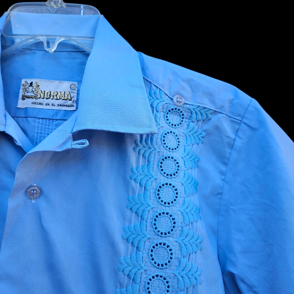 Light Blue Short Sleeve Shirt Men Size S - Picture 8 of 15